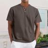 Herren Henley Kurzarm T-Shirt Klassische Passform Leichter Pullover Baumwolle Weiches Strickoberteil für den Alltag