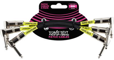 ERNIE BALL 6050 Patch Cable 3 Pack 6 Inch PATCH CABLE 3Pack Black [Genuine Product] ANGLE/ANGLE 15.24cm