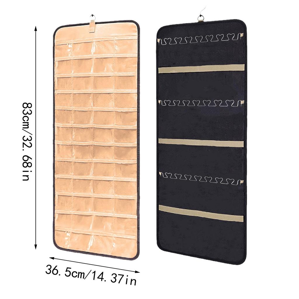 1pc Travel Portable Wall Hanging Jewelry Organizer Necklace Holder Anti-Tangle Earrings Hanger With 20 Bags Storage Roll