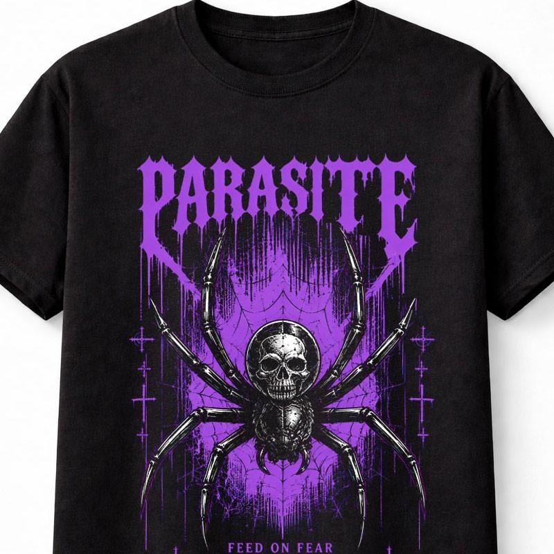 Parasite Spider Skull Gothic Horror Dark Web Graphic Unisex TShirt