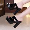Sandali in Pelle di Alta Qualità per Donna Tacco Alto 13cm 2026 Estate Taglia Piattaforma Punta Aperta Scarpa Elegante Bianco Nero