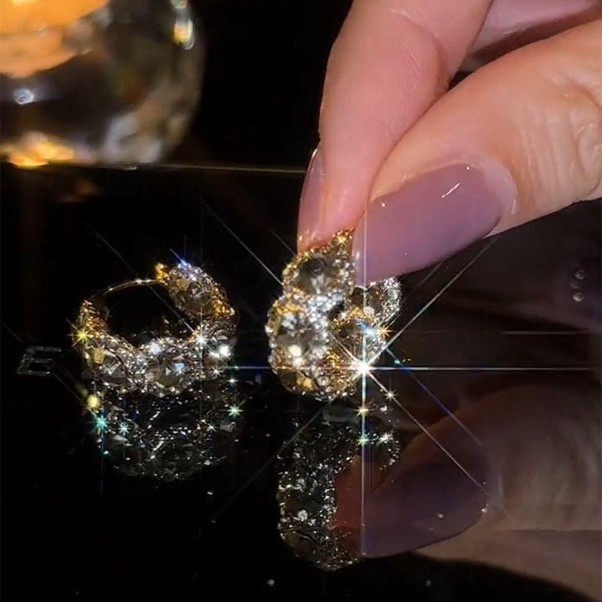 

Круглые серьги из высококачественного циркония для женщин золотой