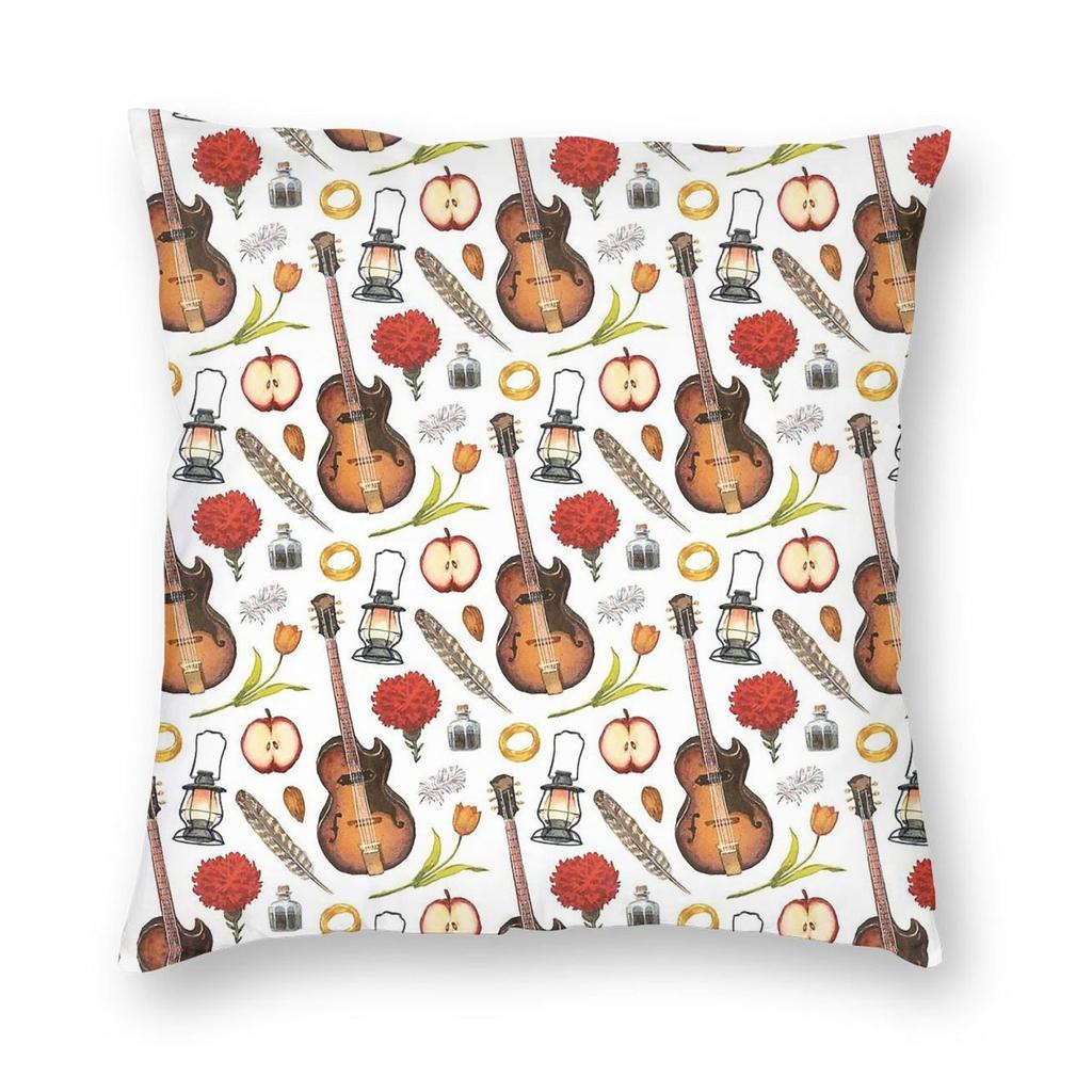 Orpheus Guitar Square Pillowcase Polyester Linen Velvet Creative Zip Decor Throw Pillow Case Room Cushion Cover