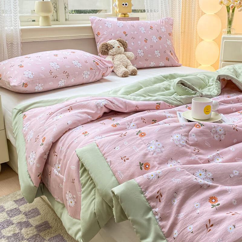 Jieliya Washed Cotton Floral Summer Quilt & A/C Blanket