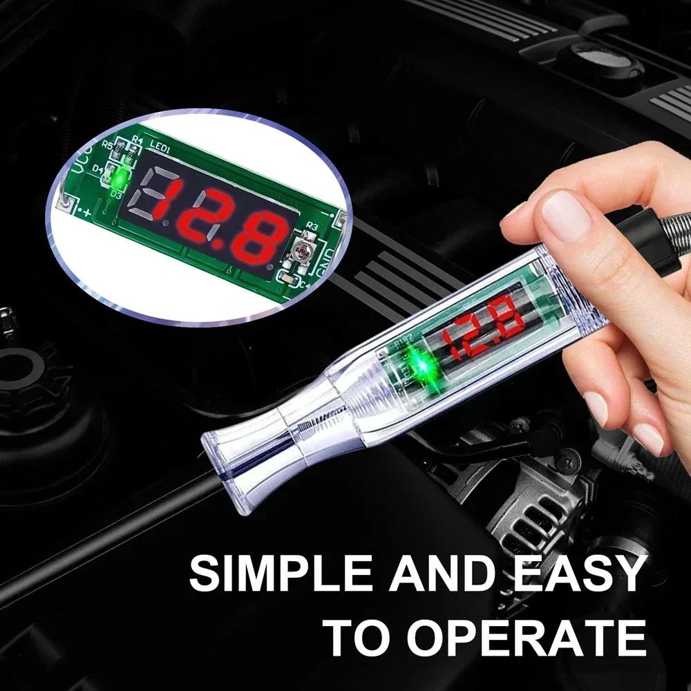 Car Truck Voltage High Quality Circuit Tester 6V 12V 24V DC Digital Display Long Probe Test Pen Automobile Diagnostic Tools