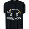 Men'S Heavyweight 180gsm Death Metal Unicorn Graphic T-Shirt - Edgy Gothic Music Festival Tee with Rainbow Stripes & Bold "Death Metal" Text, Plus