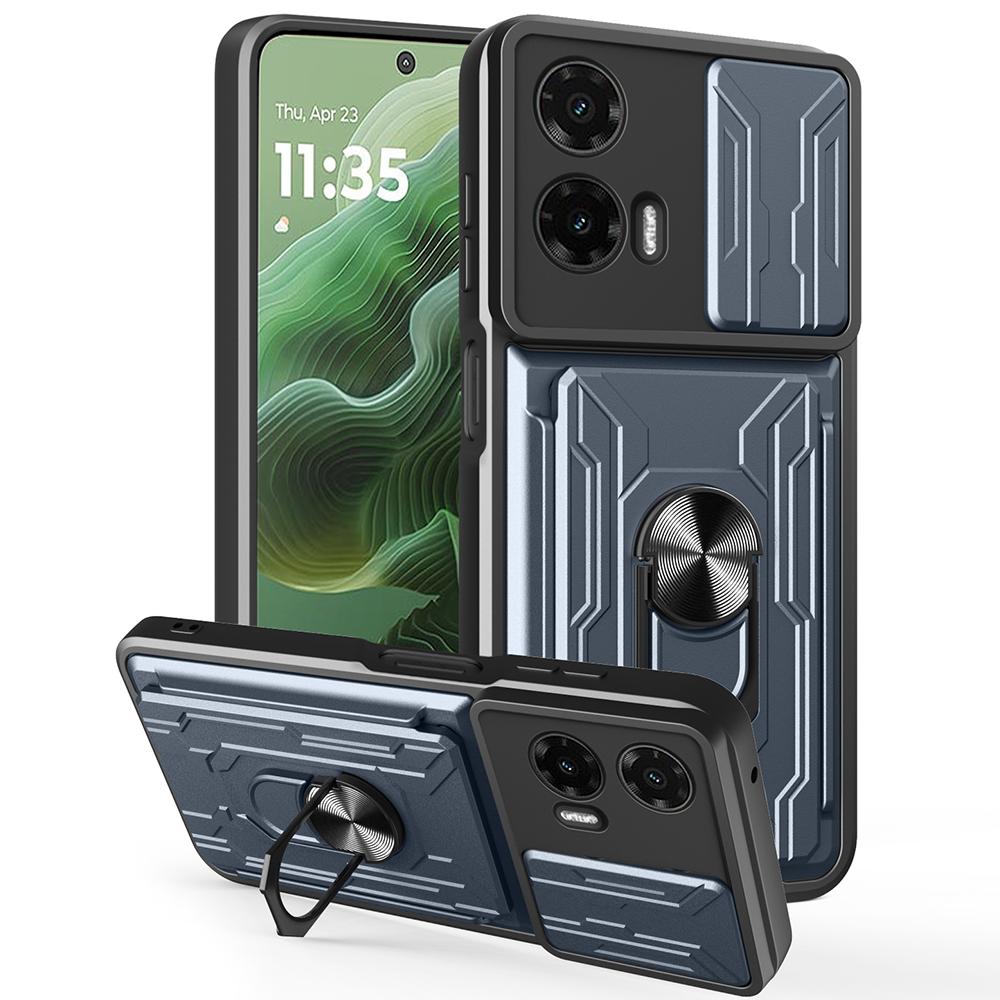 Pro Motorola Moto G35 5G Pouzdro PC+TPU Stojánek Kryt zadní strany telefonu s posuvníkem na fotoaparát