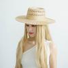 Spring and Summer Fashion Casual Wide Brim Retro Hand-woven Hollow Pattern Sisal Ring Flat Top Straw Hat Sunshade Sunscreen Straw Hat