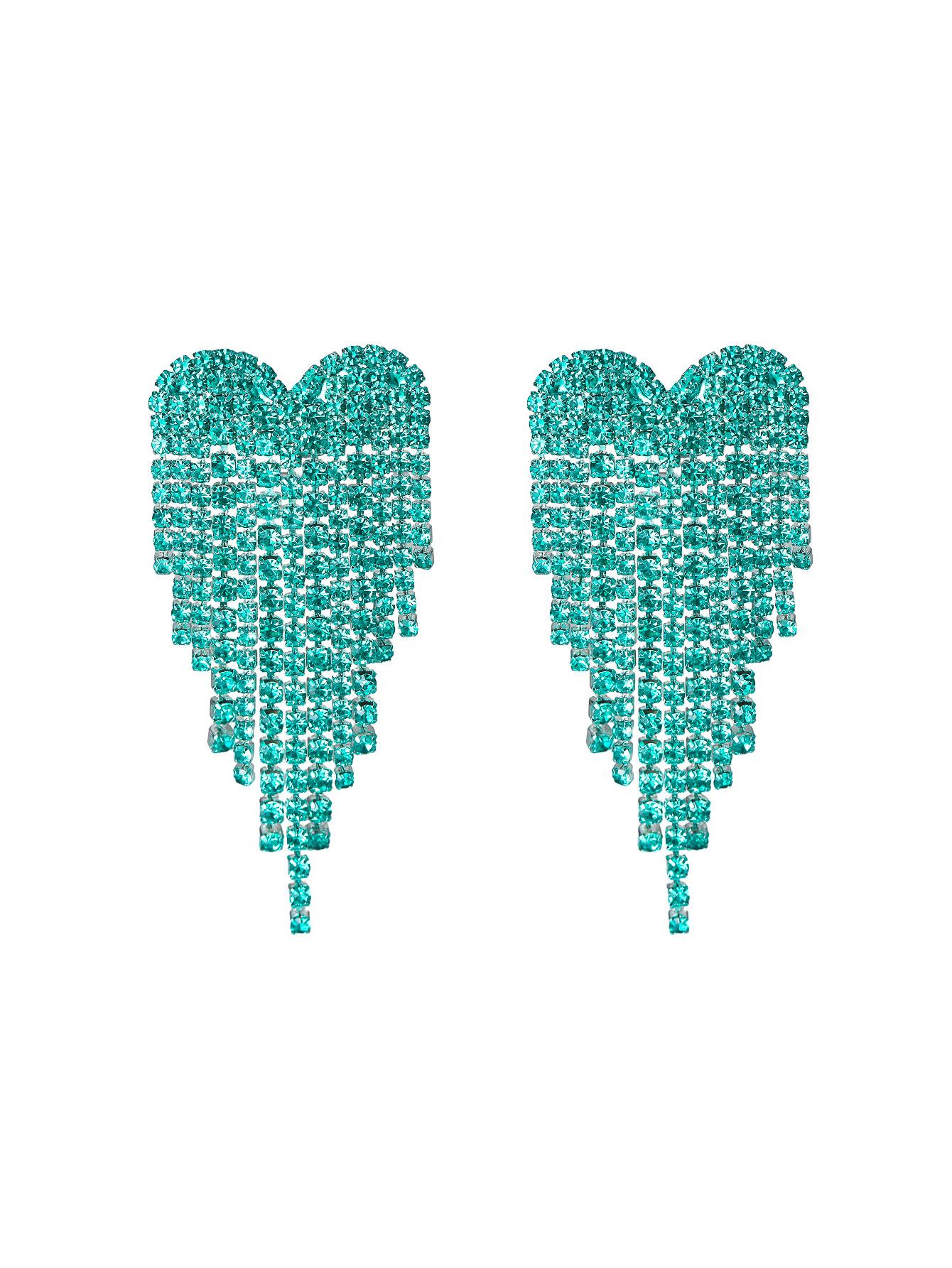 

Модные серьги-кисточки с персиковым сердцем и стразами