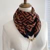 Magnetic buckle triangular small square scarf silk scarf women's spring and autumn summer shirt neck protection scarf thin scarf 71x71