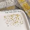 6 Grid/Box Gold Silver Half Round Rivets Nail Charms 0.8-3Mm Flat Back Round Metal Nail Bead Micro Ball Manicure Bead