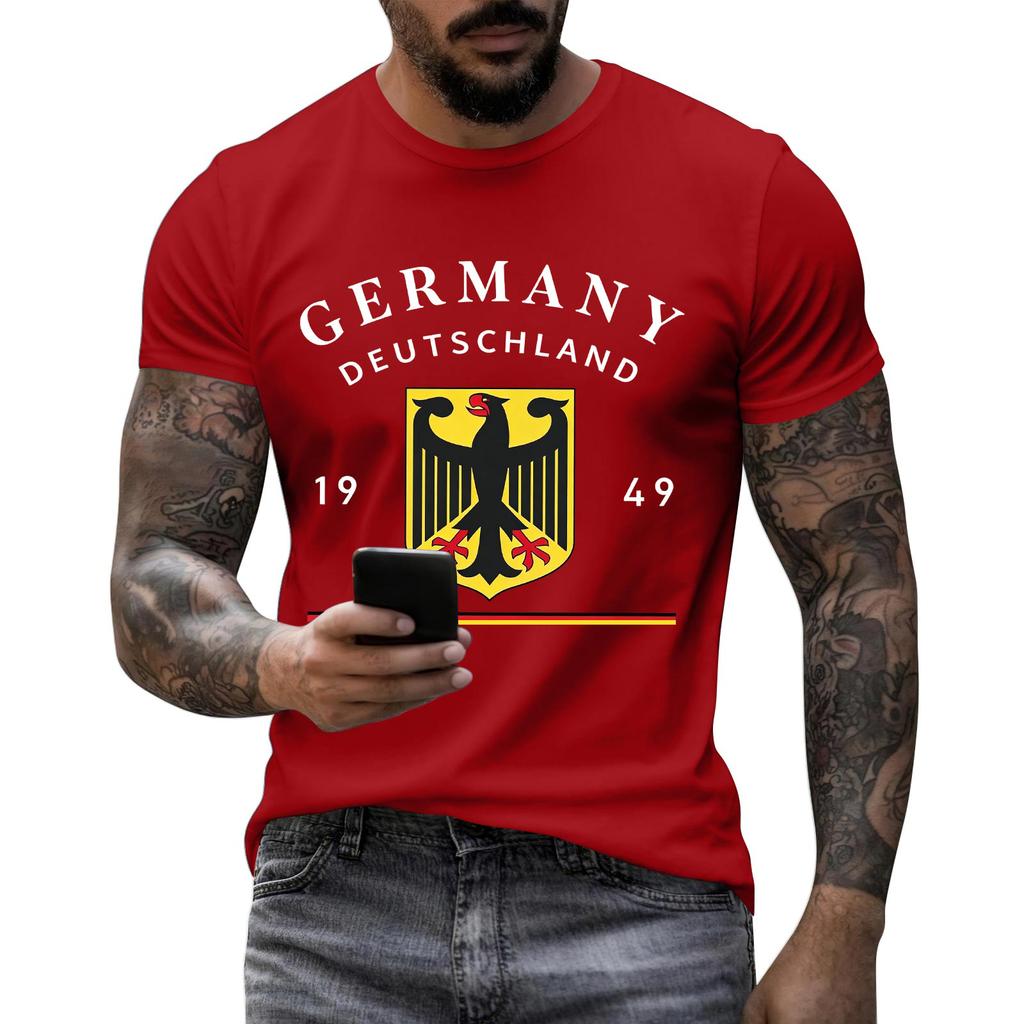 Men's Short Sleeve Crew Neck T-Shirt Germany Deutschland Graphic Print Casual Fit Cotton Blend Soft Fabric