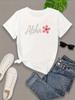 Damen Hawaiien Aloha mit Rosa Blumendekor Harajuku Kurzarm Lässiges T-Shirt Kleidung Street Tops T-Shirts Ästhetische Kleidung