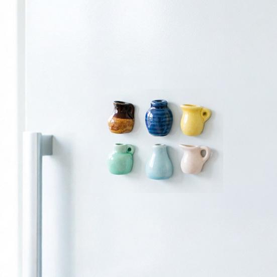 Mini Ceramic Vase Refrigerator Magnet 3D Miniature Plants Flower Vase Fridge Magnet Home Office Kitchen Locker Decoration