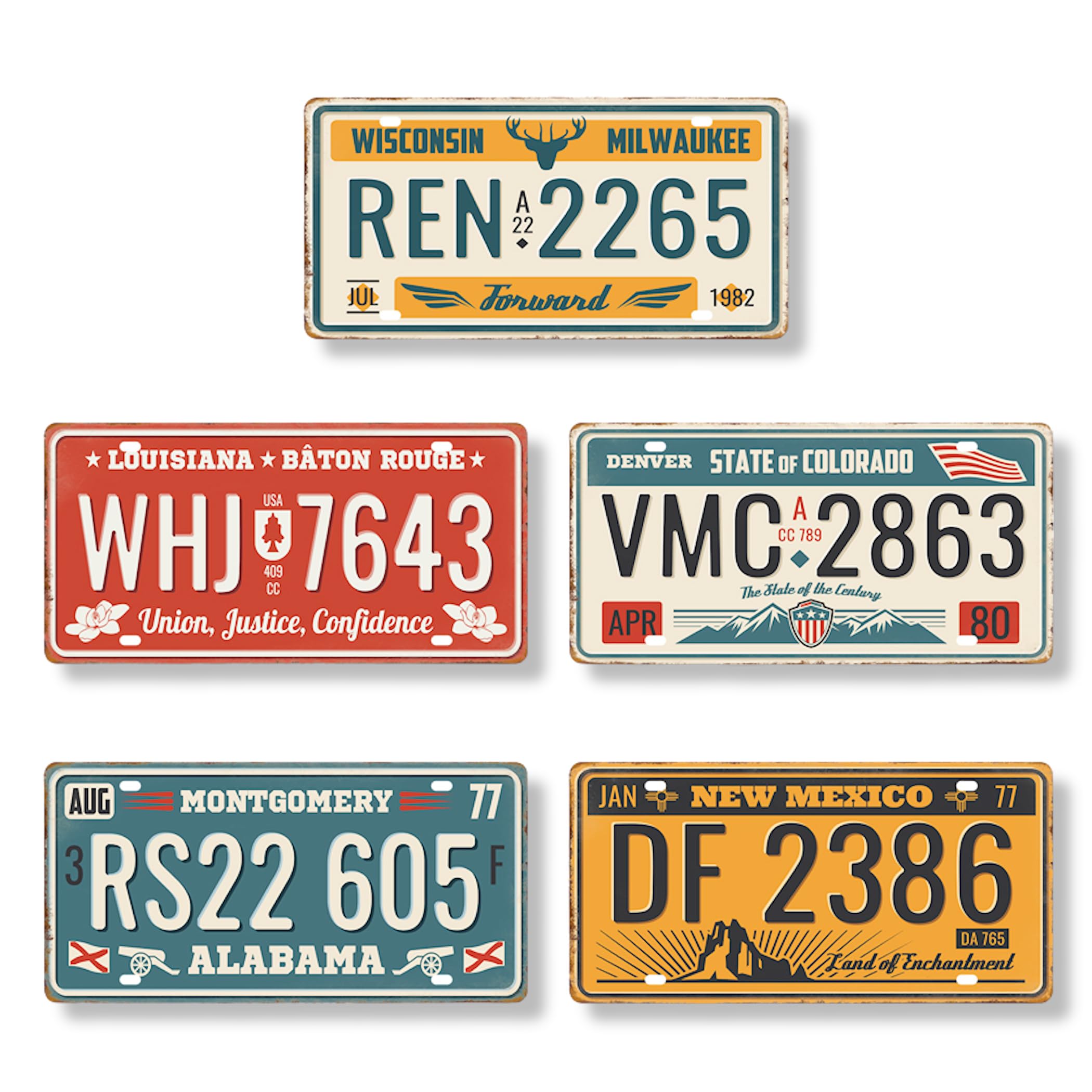 Lezalic Tin Number American Retro Interior Wall Antique Vintage Style Sign, Plate, Garage, Decor, Decoration, (Number Plate)