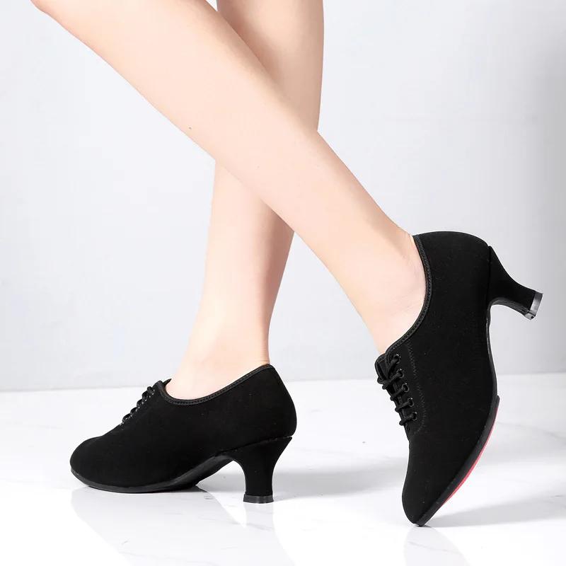 Women Latin Oxford Cloth Heels Soft Bottom Modern Party Ballroom Tango Dancing Shoe Sneakers Woman Salsa Dance Shoes