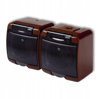 Junior Double Socket with Earthing. 2X(2P+Z) Brown