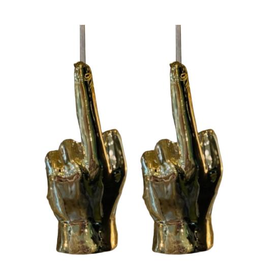 Christmas Middle Finger Decoration Funny Gold Middle Finger Xmas Tree Hanging Ornament Naughty Gag Gifts for Coworker Friends