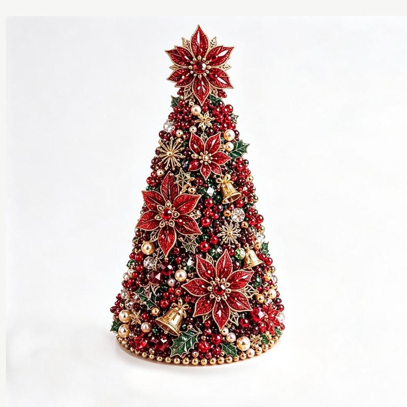 Kit Albero di Natale con Perline Fai da Te Stella Educativa Decorazione da Tavolo Albero di Natale in Schiuma Conica Fatto a Mano Decorazione per Festa di Natale Regalo