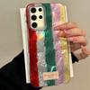 Colorful Splicing Grid Pattern Vortex Texture Phone Case for Samsung Galaxy S25 Edge S24 S23 S22 S21 S20 FE Plus Ultra Cover