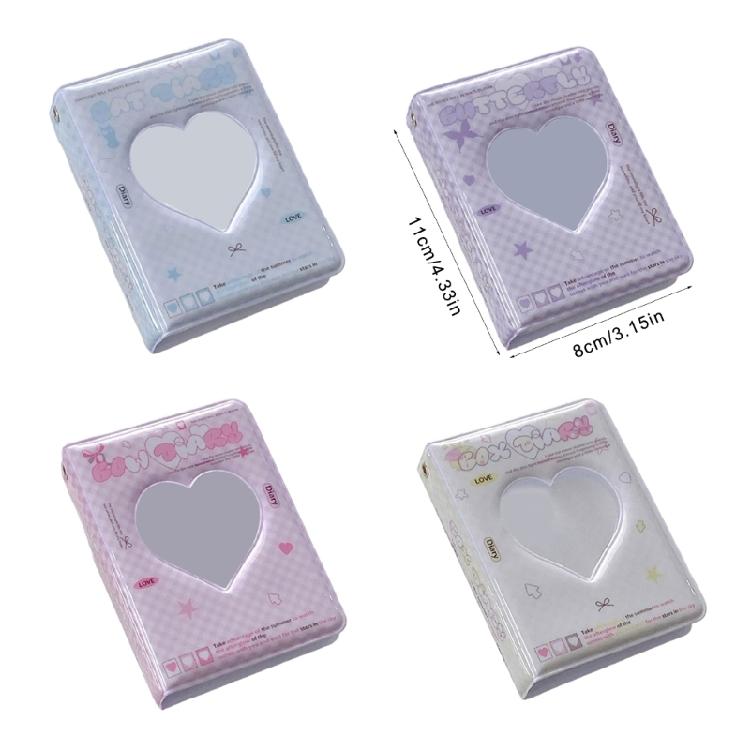 3Inch Mini Photo Card Album Heart Hollowed Styles Cover with 40 Pocket Card Binder Book for Capturing Daily Moment