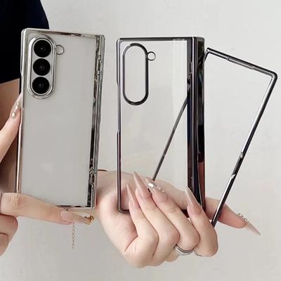 Hard Shell Transparent Electroplated Phone Case for Samsung Galaxy Z Fold7 6 5 4 3 Spring Hinge Protective Shockproof Hard Cover