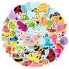 50 Cartoon Insect Waterproof Stickers for Water Bottles, Phones, Luggage, DIY Bug Decals