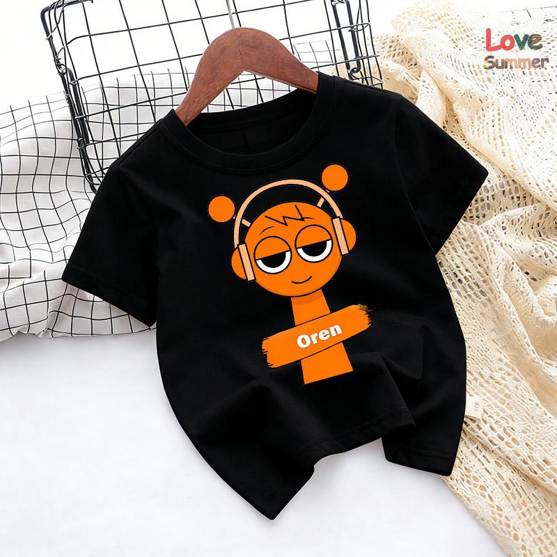 Camiseta casual de manga corta Sprunki de verano para niños de 4 a 14 años, top cómodo para niños, adecuado como regalo para niños y niñas