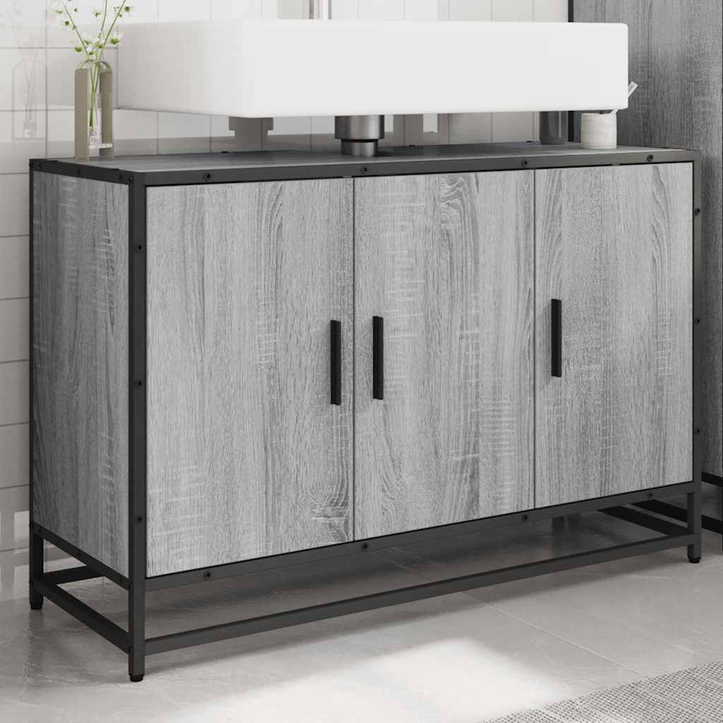 Bathroom Vanity Unit Grey Sonoma 90 X 33 X 60 Cm Particleboard
