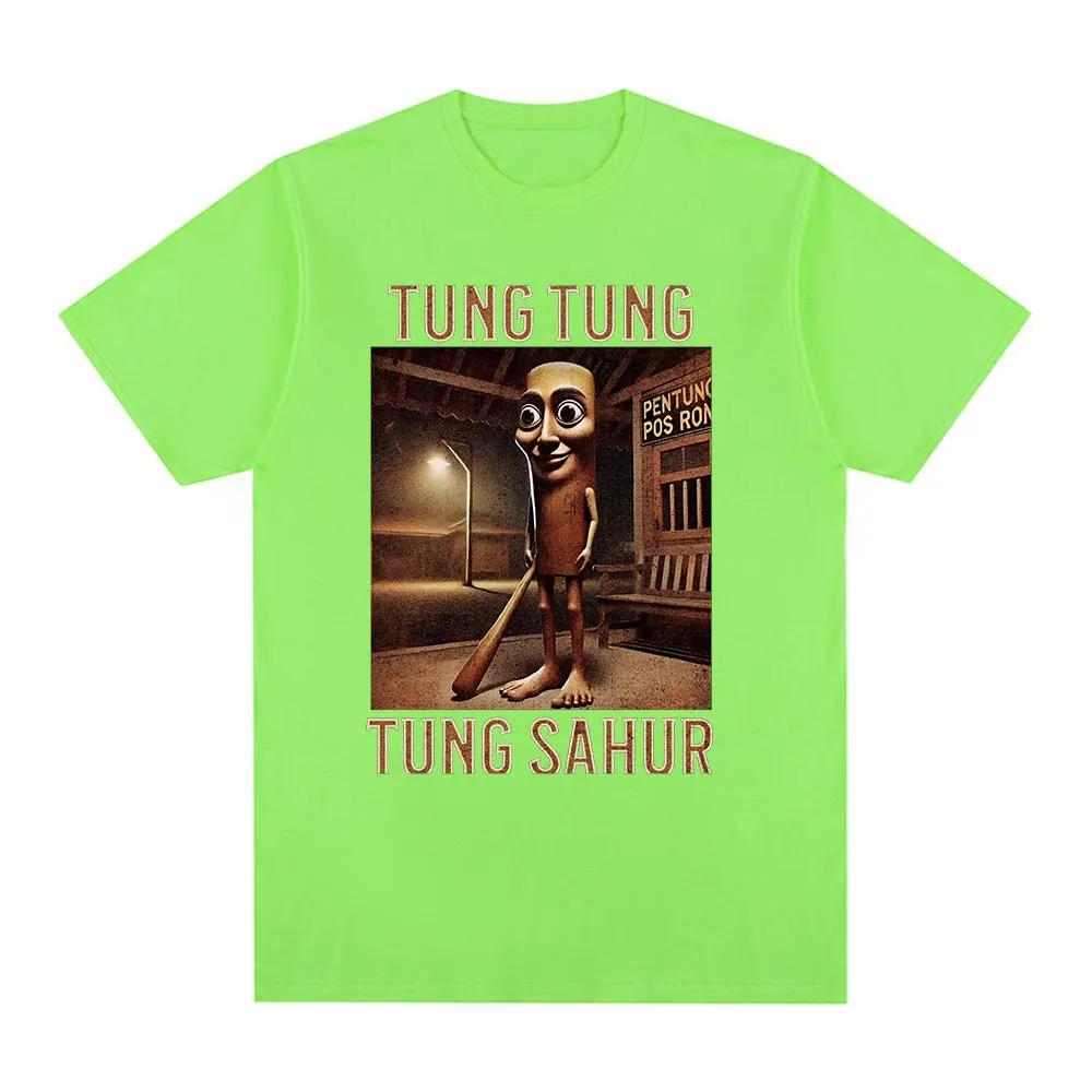 Tung Tung Sahur Italský mozek Zajímavé Meme tričko muž Krátký rukáv módní a humorné tričko z čisté bavlny Kulatý výstřih