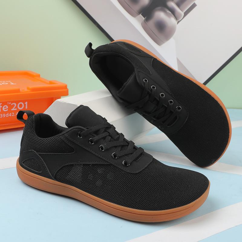 Male and Female Couples Wide Last Shoes Barefoot Flying Woven Mesh Breathable Non-slip Soft Sole Indoor Running Cycling Fitness Shoes