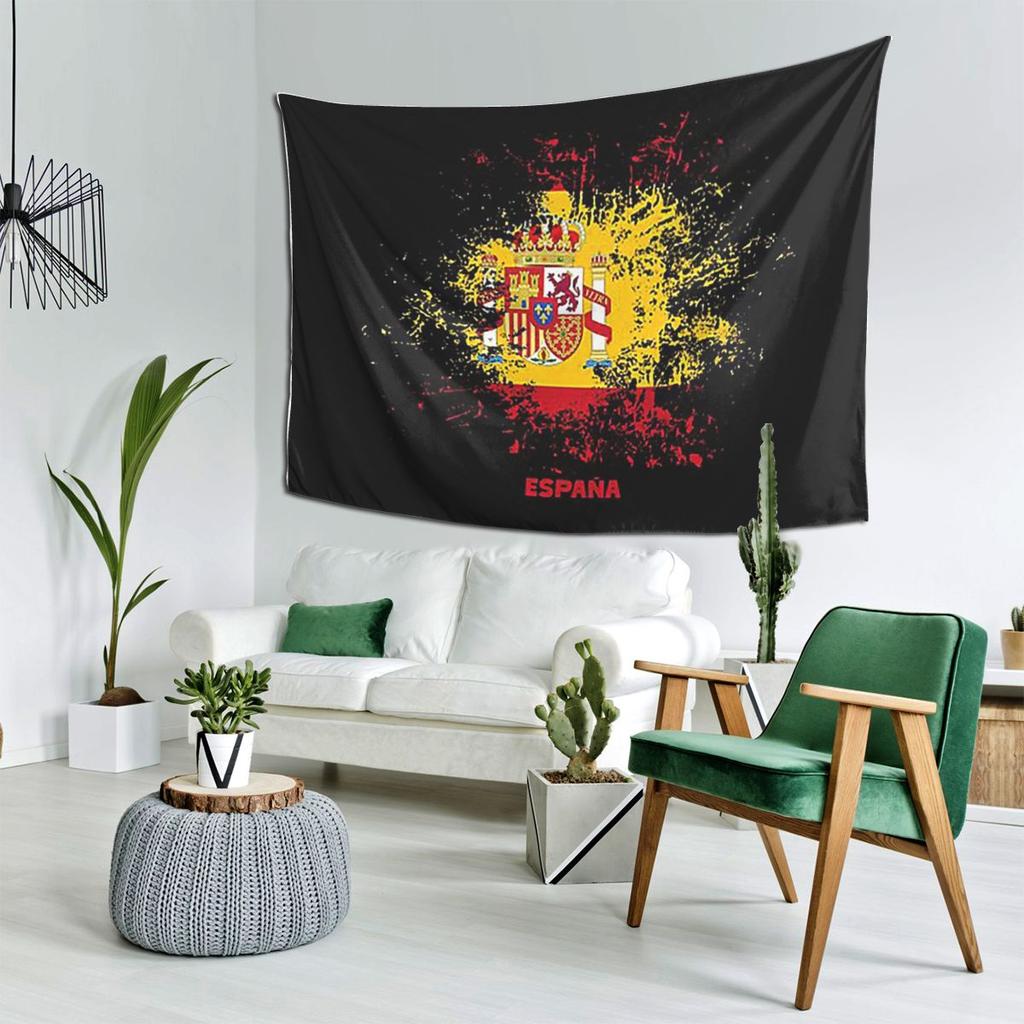 Spain Watercolor Spaniard Flag Spanish Outfit Tapestry Art Aesthetic Tapestries for Bedroom Home Wall Cloth Wall Hanging