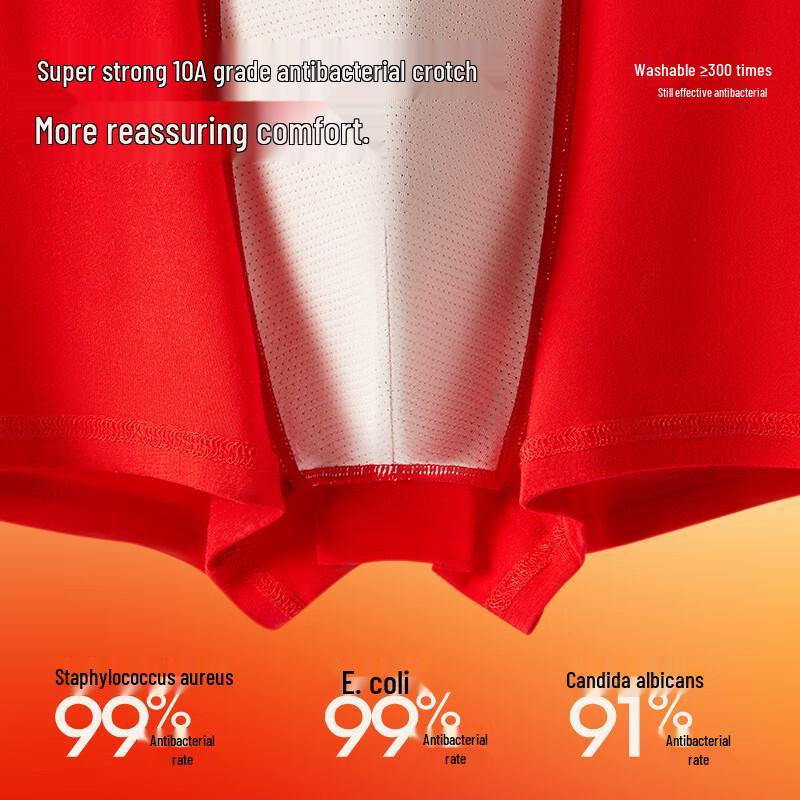 Hodoor Men's Lucky Red Antibacterial Boxer Briefs 3-Pack