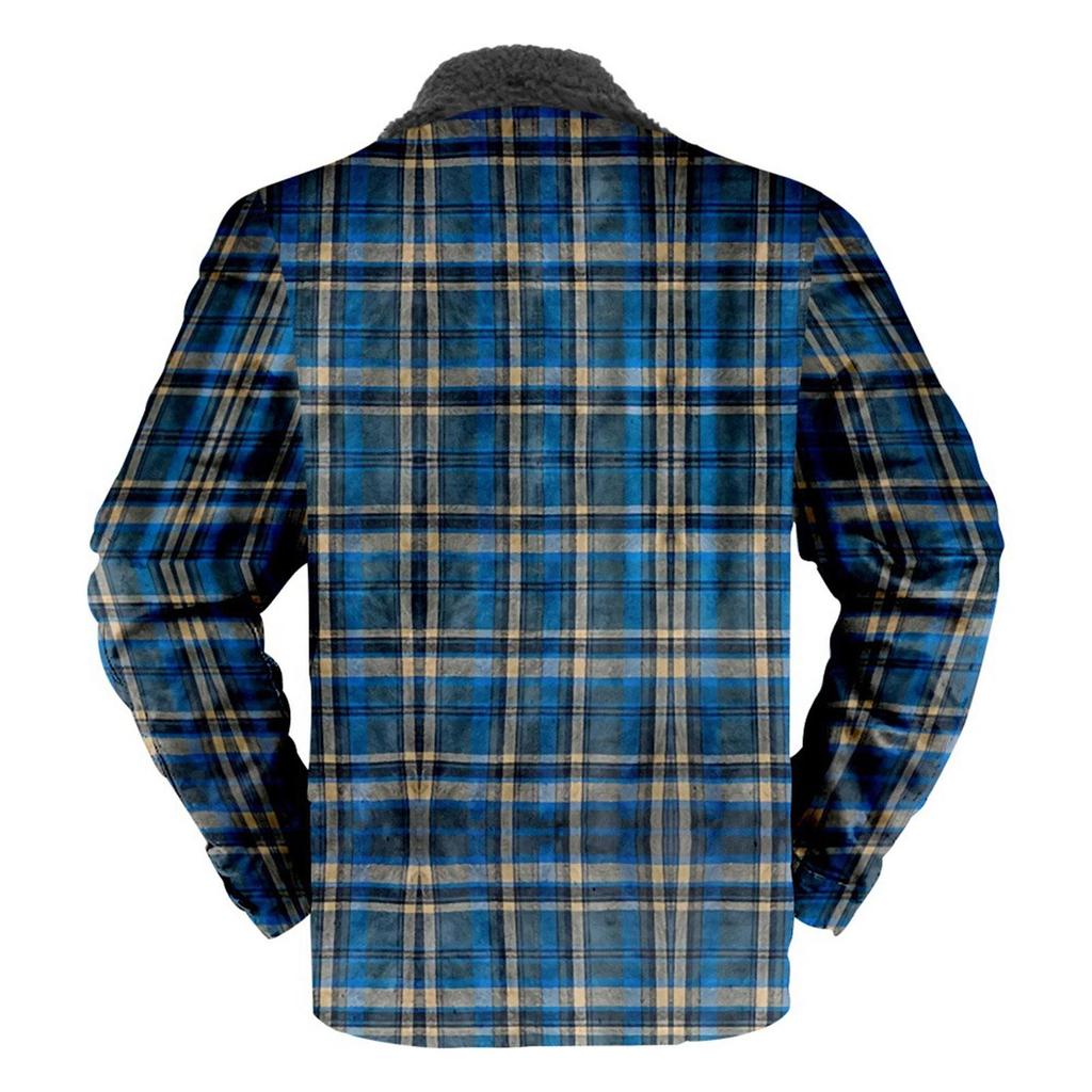 Casaco masculino xadrez estampado lã espessado jaqueta masculina casual fashion casaco quente