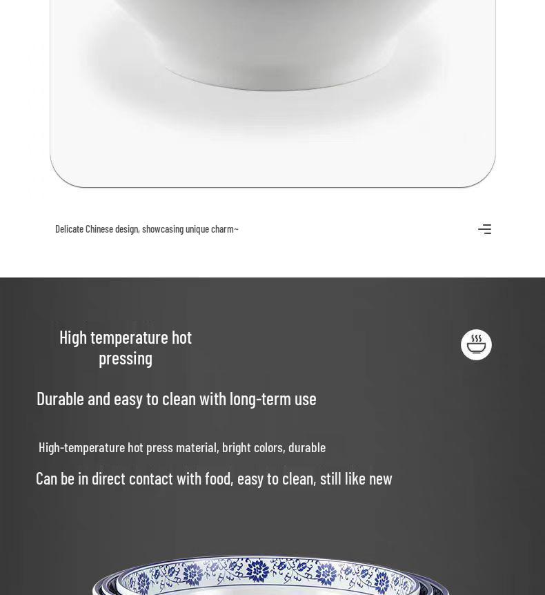 Blue & White Melamine Soup Bowl - Commercial Porcelain Imitation, Large Plastic Basin for Hotels & Restaurants
