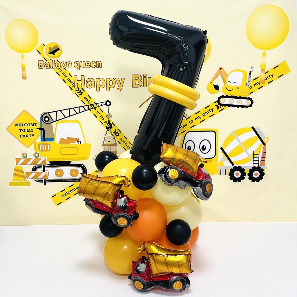 32" Black Car-Themed Number Balloon Set for Events
