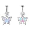 Fashion Exquisite Butterfly Heart Belly Button Ring For Women Girls Body Piercing Stainless Steel Navel Ring Beach Jewelry