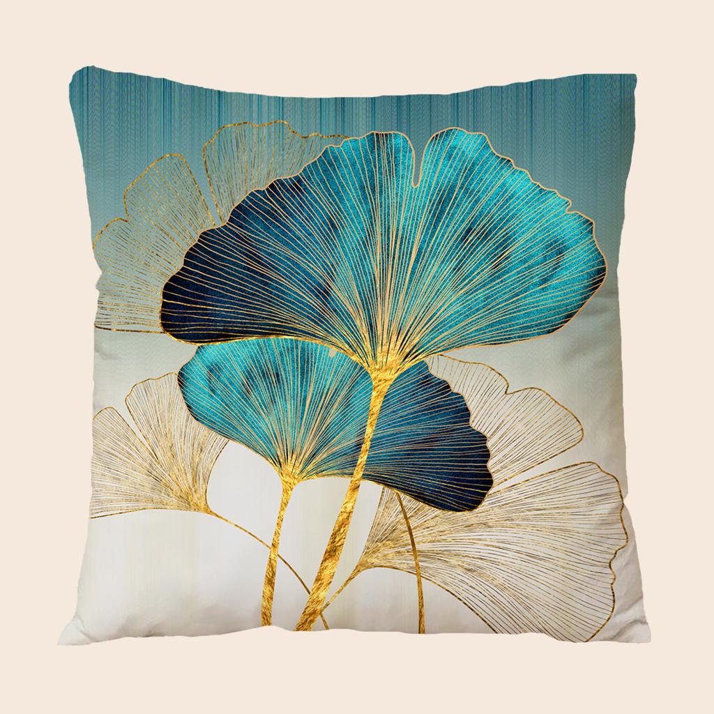 1pc Short Plush Printed Ginkgo Leaf Pattern Pillowcase - Soft and Cozy Plush Design forComfortable Sleep(Without Pillow Insert)