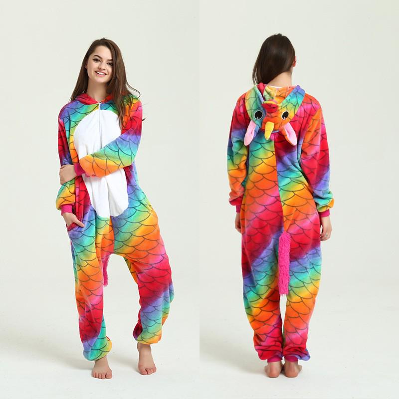 Adult Cartoon Red Dinosaur Flannel Onesie Pajamas for Autumn/Winter