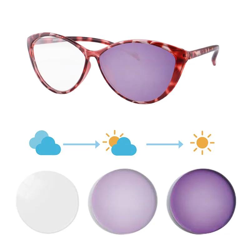 

SHINU Cat Eye Frame Women Glasses Photochromic Lenses Myopia Diopter Pink Blue Purple Grey Brown No Astigmatism myopia 4