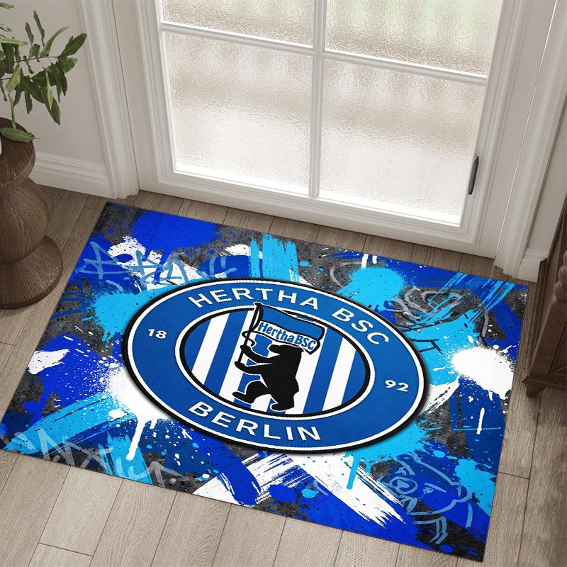 Hertha bsc FC Design Tappeto in Velluto di Cristallo Accogliente Non?Tappeto Stampato Antiscivolo per Camera da Letto Soggiorno Ingresso