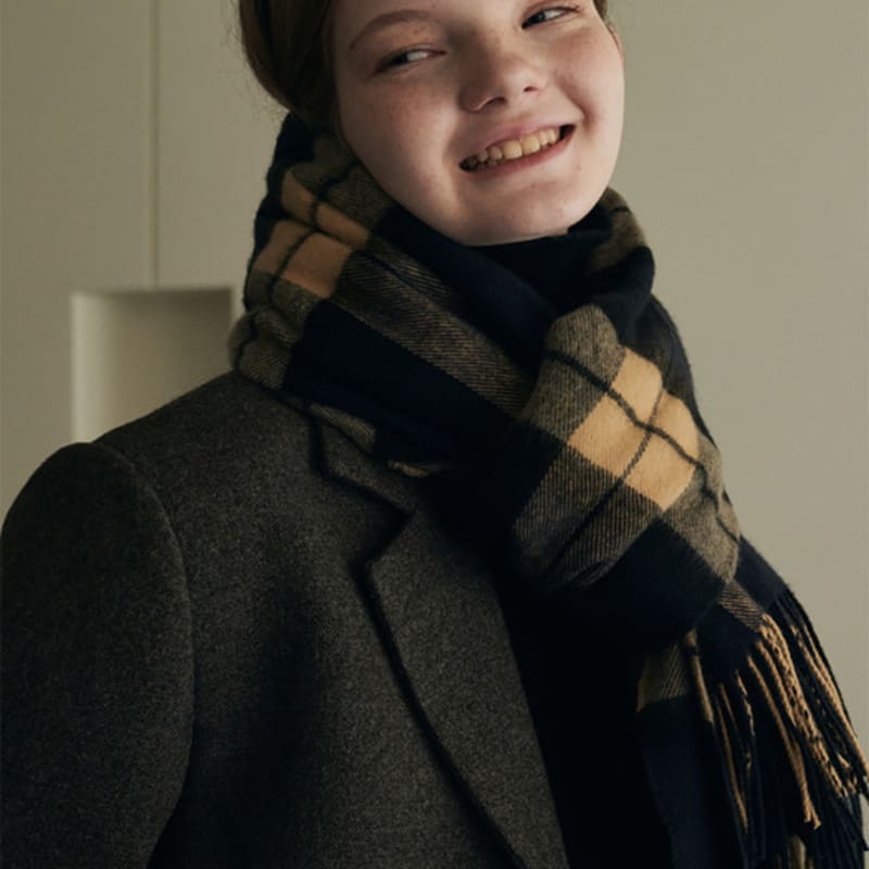 LOEIL Classic Vintage Check Surgery Muffler - Navy