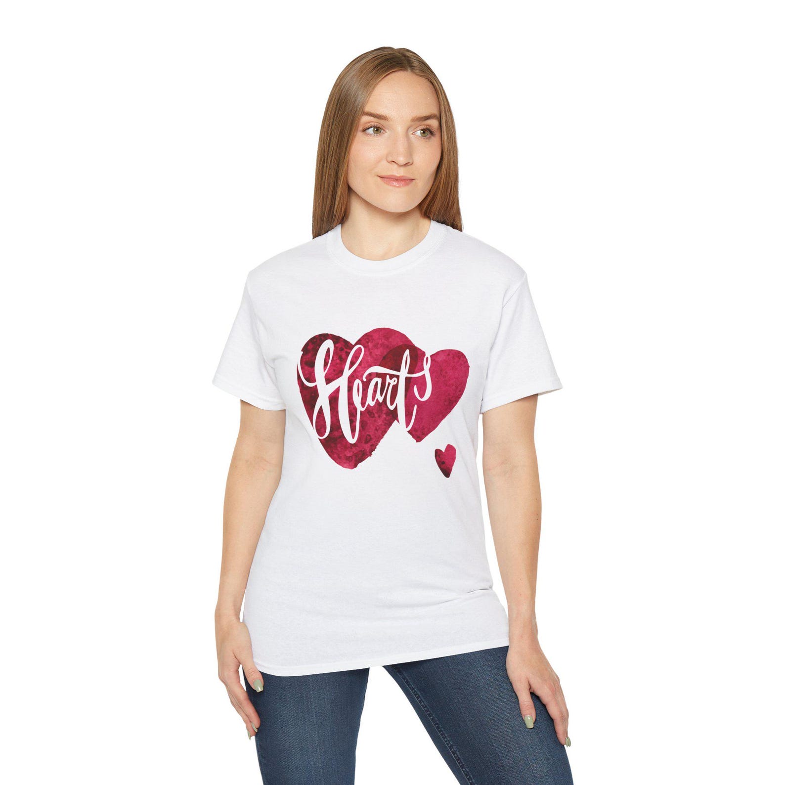 Heart Print T-Shirt: Valentine s Day Love Tee S