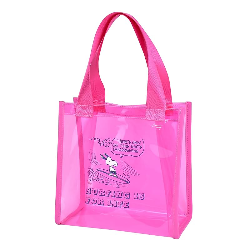 

[Snoopy] clear tote bag transparent bag Smaller fountain spa Gym pool trip ladies adult student child cute character 0415 Pink (SPZ-3527)