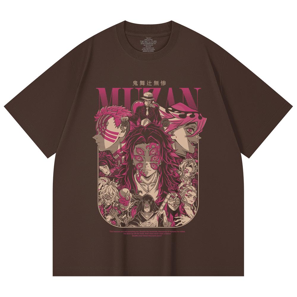 230 g/m² 100% Baumwolle Demon Slayer V21 Dämonen Print Unisex Schweres Baumwoll-T-Shirt