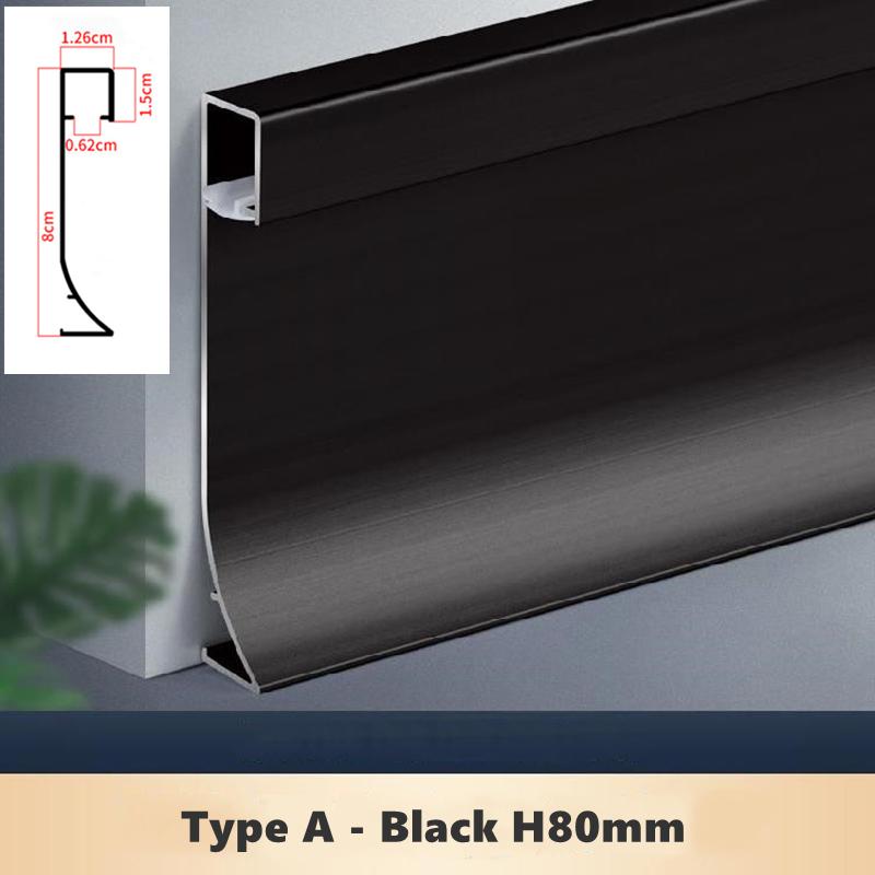 1m H50/80mm LED Baseboard Aluminium Profile Suface Mounted Hard Bar Light Channel Metal Wall Skirting Linear Lamp Milky Cover