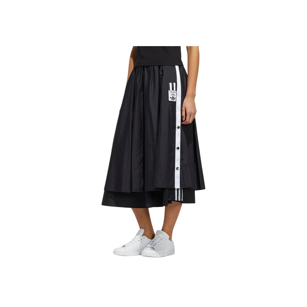 Adidas Оригінали Adibreak Тафта З підкладкою Бічні кнопки Вільна Спортивна midi-спідниця Жіночі спідниці Чорний HC6566
