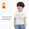 Boys' Cartoon Print Faux Layered Long Sleeve T-Shirt
