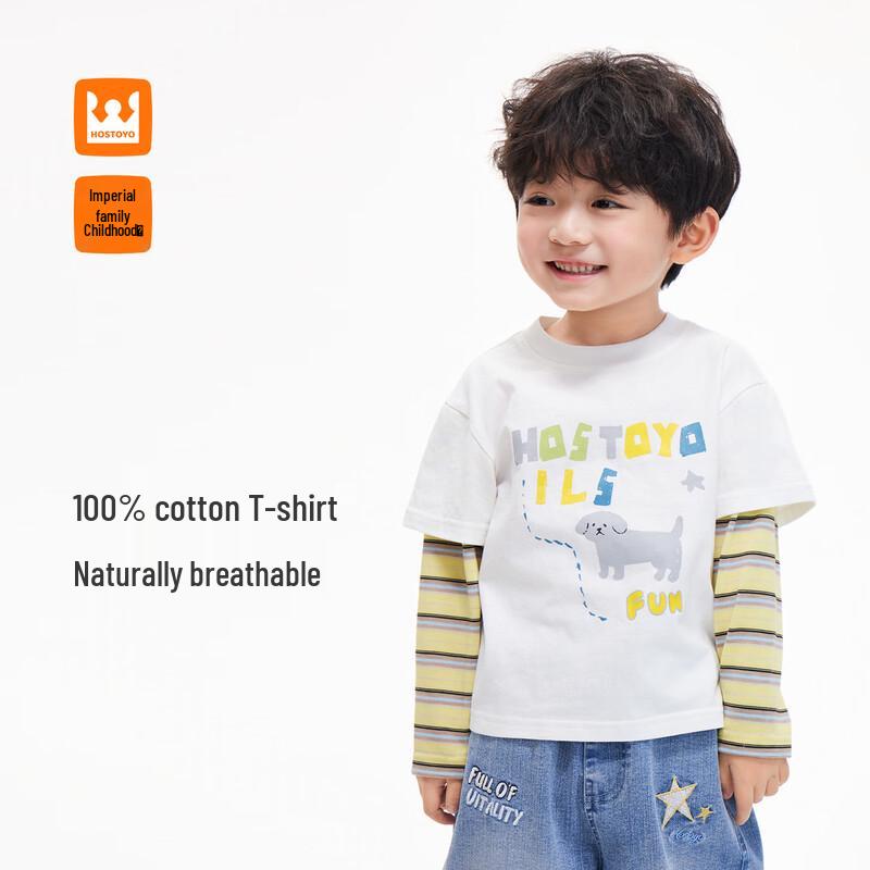Boys' Cartoon Print Faux Layered Long Sleeve T-Shirt