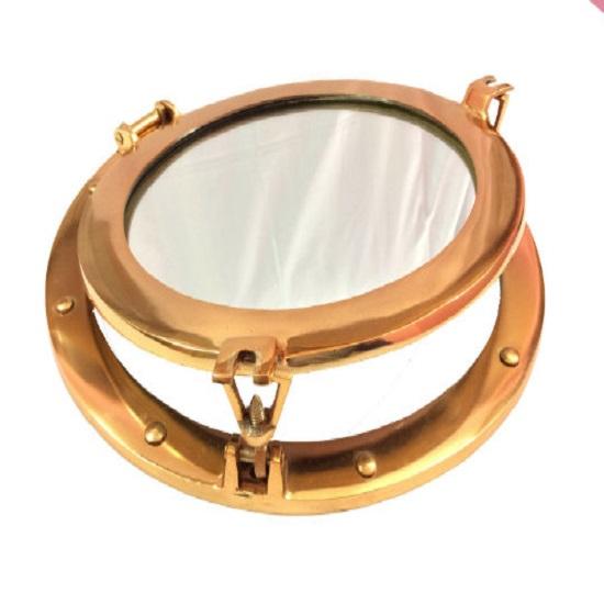 12" Brass Porthole Windows Glass Nautical Boat Port Mirror Wall Decor